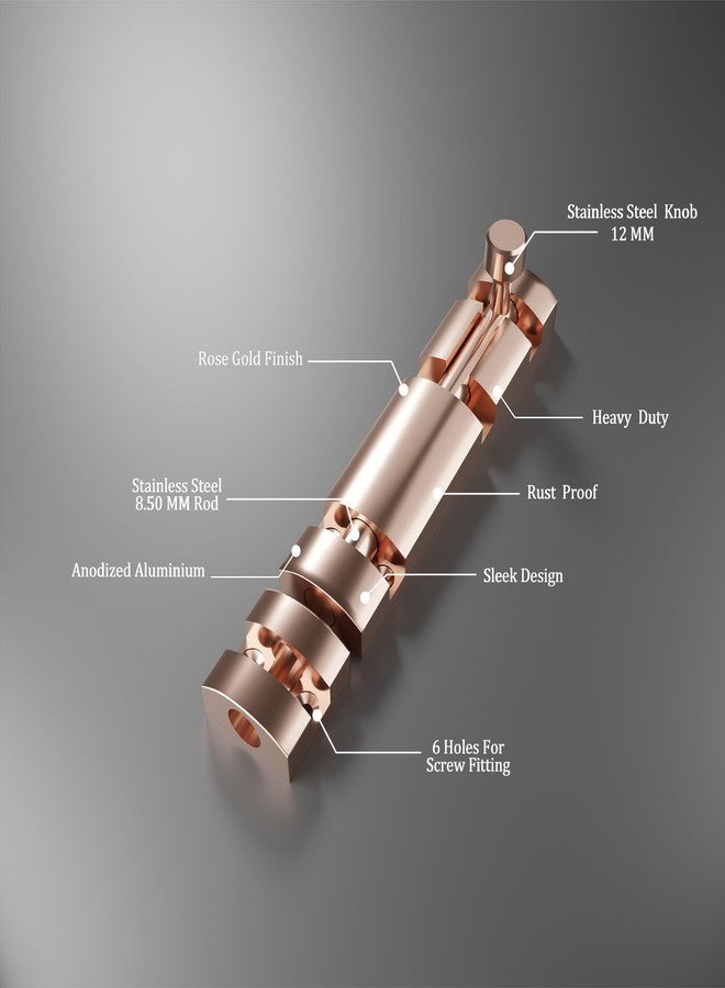 أتلانتيك مزلاج برج أتلانتيك زايلو مقاس 10 بوصات للأبواب والنوافذ | مزلاج باب كوندي/شيتكني من الألومنيوم مطلي باللون الذهبي الوردي للباب الرئيسي والحمام وغرفة النوم | مزلاج برج شديد التحمل (عبوة من 4 قطع) - Image 3